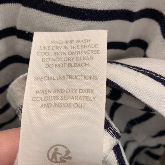 Boden Supersoft Frilled Cuff Tee Ivory/Navy, Sz Small - Picture 5 of 9